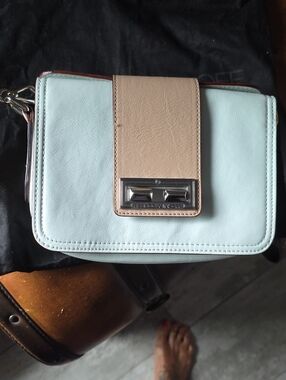 Rebecca Minkoff Light Blue and Beige Leather Crossbody 8X6X2